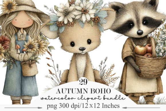 Download Cute Autumn Boho Whimsical Clipart - Boho Collection