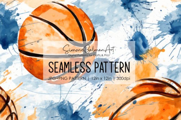 Download Basketball Watercolor Seamless Pattern - Seamless Collection