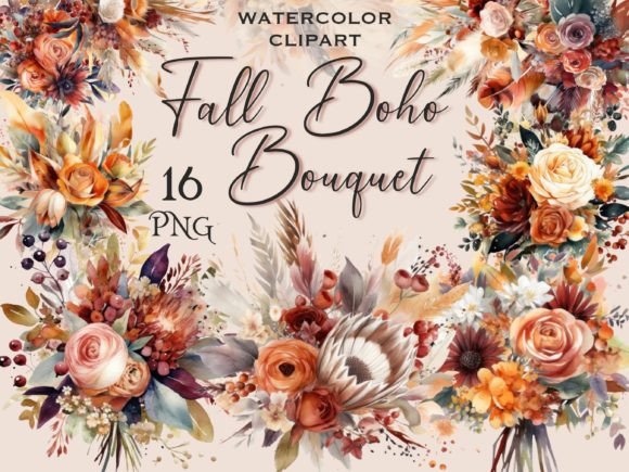 Download Fall Boho Bouquet, Flower Clipart - Boho Collection