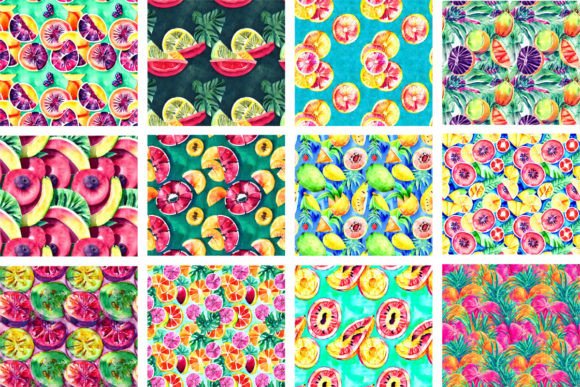 Download Summer Fruit Watercolor Seamless Pattern - Seamless Collection