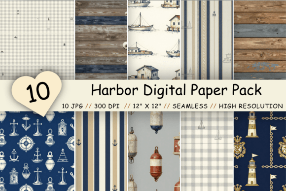 Download Harbor Digital Paper Pack, Coastal Port - Coast Collection