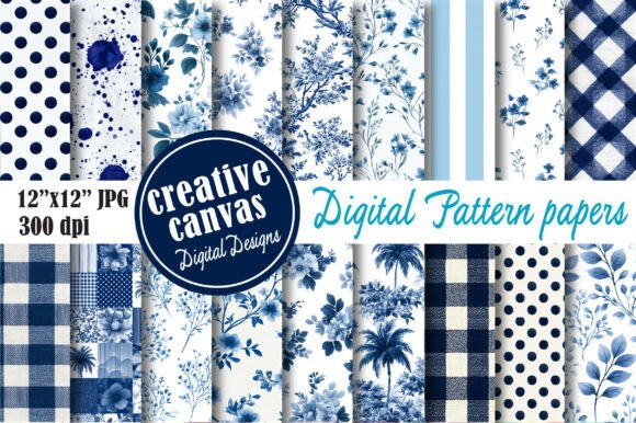 Download Blue Floral Seamless Pattern Bundle - Seamless Collection