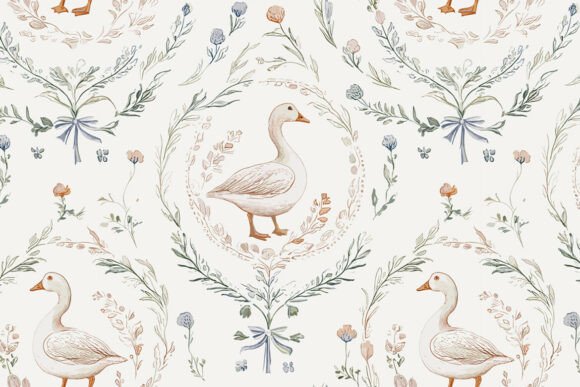 Download Romantic Rococo Goose Seamless Pattern - Seamless Collection