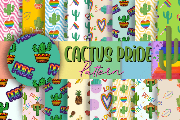Download Cactus Gay Pride Patterns Seamless Set - Seamless Collection
