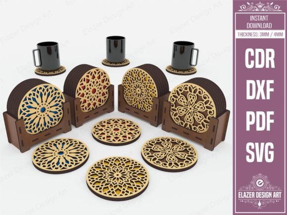 Download 4 Decorative Pattern Boxed Coasters - Coast Collection