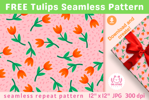Download FREE Spring Tulips Seamless Pattern - Seamless Collection