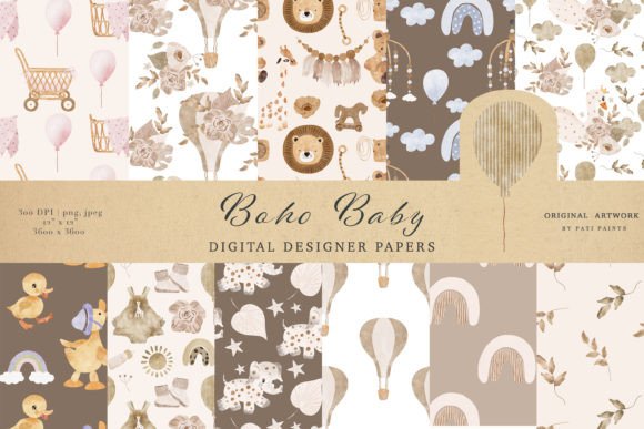 Download Boho Baby Watercolor Seamless Pattern - Seamless Collection