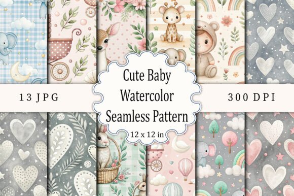 Download Cute Baby Watercolor Seamless Pattern - Seamless Collection