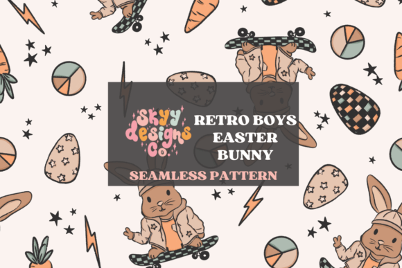 Download Retro Boys Easter Seamless Pattern - Seamless Collection