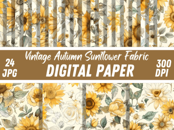 Download Vintage Autumn Sunflower Fabric Pattern - Fabric pattern Collection