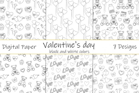 Download Patterns Valentine's Day Black and White - Patterns valentine's day Collection