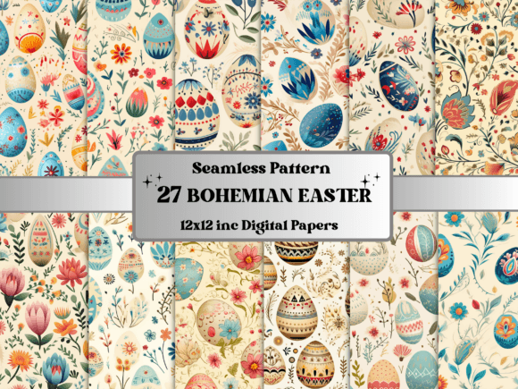 Download Seamless Bohemian Easter Pattern Paper - Seamless Collection