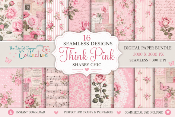 Download Seamless Pink Shabby Chic Papers Bundle - Seamless Collection