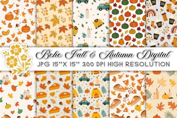 Download Boho Fall and Autumn Digital Paper - Boho Collection