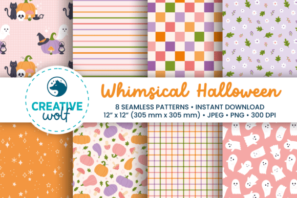 Download Whimsical Halloween Seamless Patterns - Seamless Collection