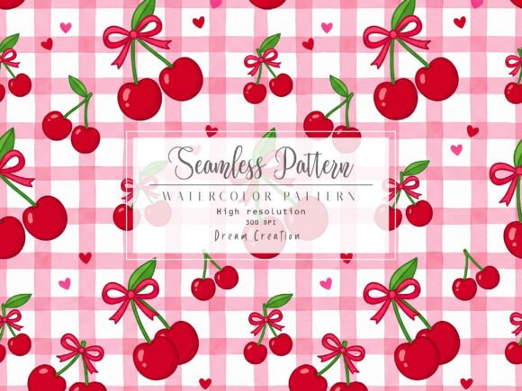 Download Pink Cherry Gingham Seamless Pattern - Seamless Collection