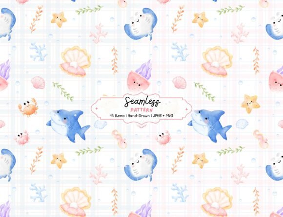 Download Pastel Ocean Watercolor Seamless Pattern - Seamless Collection