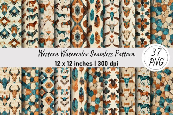 Download Western Watercolor Seamless Pattern - Seamless Collection