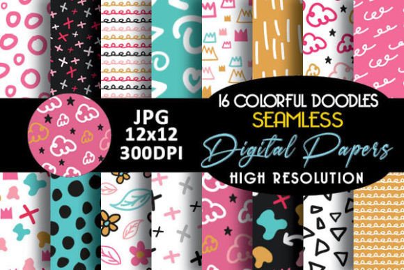 Download Colorful Seamless Doodles Simple Pattern - Seamless Collection