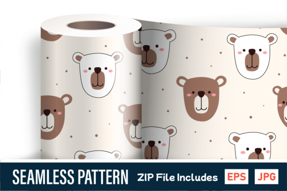 Download Cute Bear Face Seamless Polka Pattern - Seamless Collection