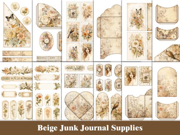 Download Boho Junk Journal Kit Beige Scrapbook - Boho Collection