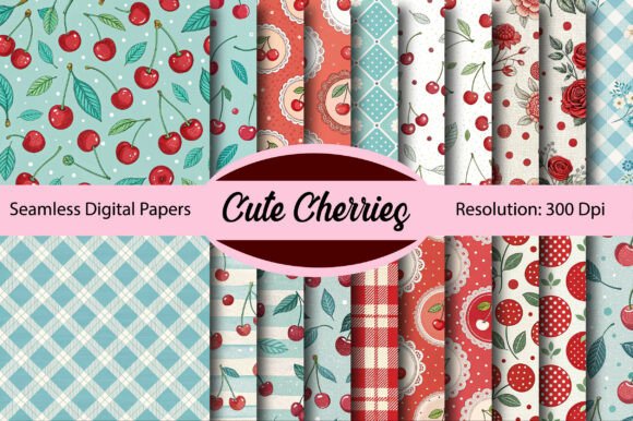 Download CUTE CHERRIES Seamless Digital Paper - Seamless Collection