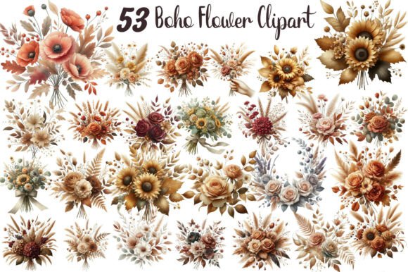 Download Fall Boho Bouquet, Flower Clipart - Boho Collection