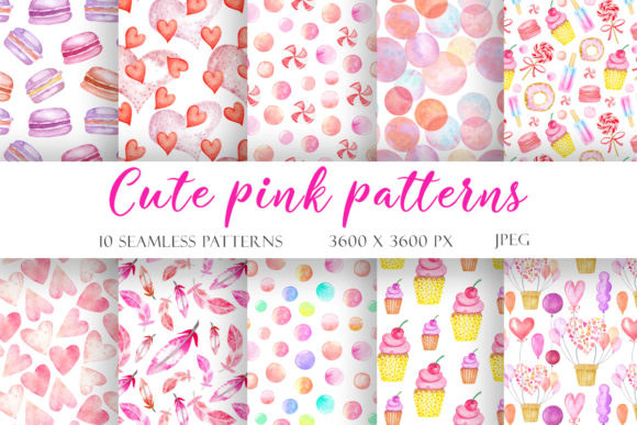 Download Watercolor Seamless Patterns Valentine's - Seamless Collection