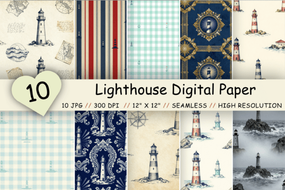 Download Lighthouse Digital Paper Pack, Coastal - Coast Collection