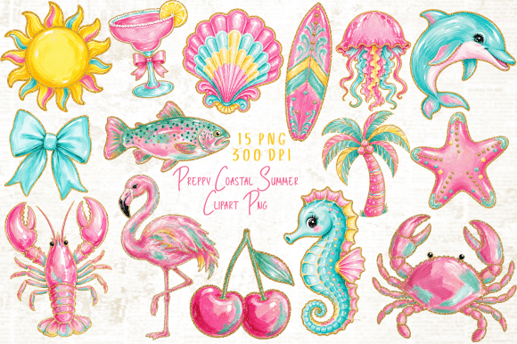 Download Preppy Coastal Summer Clipart PNG - Coast Collection