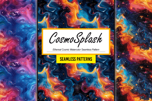 Download Cosmic Watercolor Seamless Pattern Art - Seamless Collection