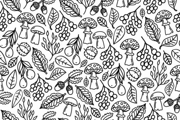 Download Autumn Line Art Seamless Pattern - Seamless Collection