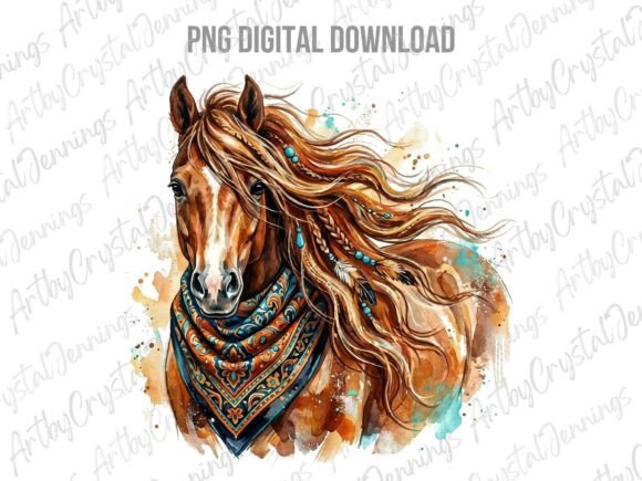 Download Watercolor Boho Western Horse PNG - Boho Collection