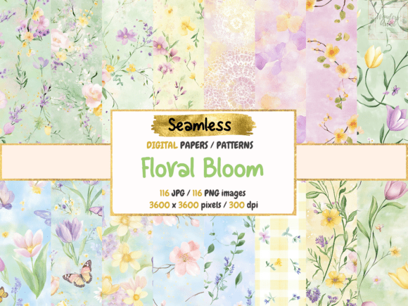 Download Floral Bloom Seamless Digital Papers - Seamless Collection