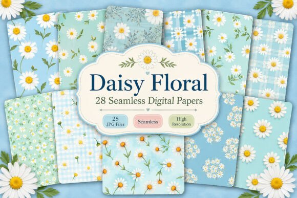 Download Daisy Floral Seamless Digital Paper Set - Seamless Collection