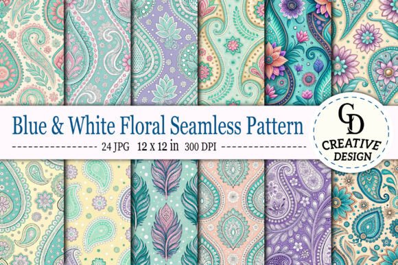 Download Bright Blue Paisley Seamless Pattern - Seamless Collection