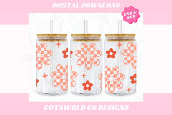 Download Boho Retro Flower 16oz Cup Wrap SVG PNG - Boho Collection