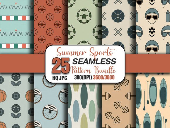 Download Summer Sports Seamless Pattern Bundle - Seamless Collection