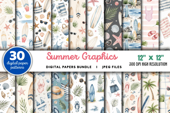 Download Summer Digital Paper Graphics Bundle - Premium Bundle