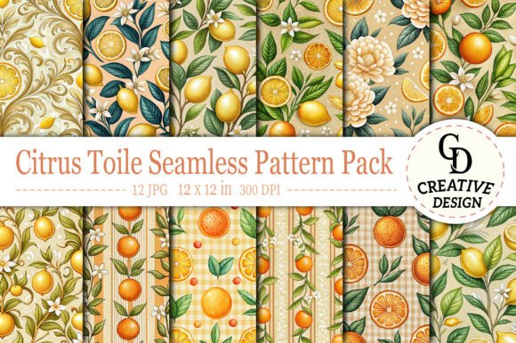 Download Citrus Toile Seamless Pattern Pack - Seamless Collection