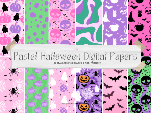 Download Pastel Halloween Seamless Digital Papers - Seamless Collection