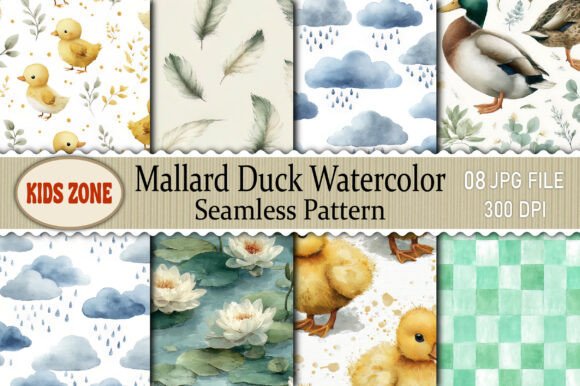 Download Mallard Duck Watercolor Seamless Pattern - Seamless Collection