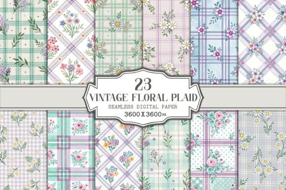 Download Vintage Floral Plaid Seamless Pattern - Seamless Collection