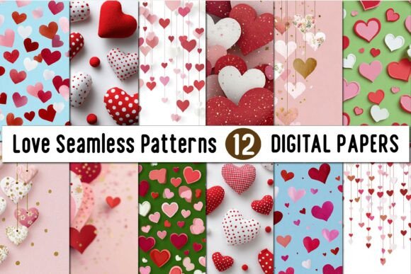 Download Love Seamless Patterns - Valentines Day - Seamless Collection