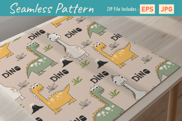 Download Cute Dino Seamless Kids Pattern - Seamless Collection