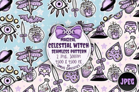 Download Celestial Witch - Seamless Pattern Pack - Seamless Collection