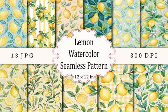 Download Lemon Watercolor Seamless Pattern - Seamless Collection
