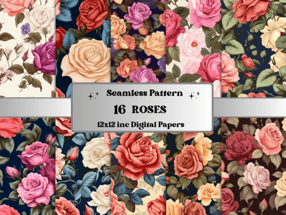Download Seamless Roses Pattern Digital Paper - Seamless Collection