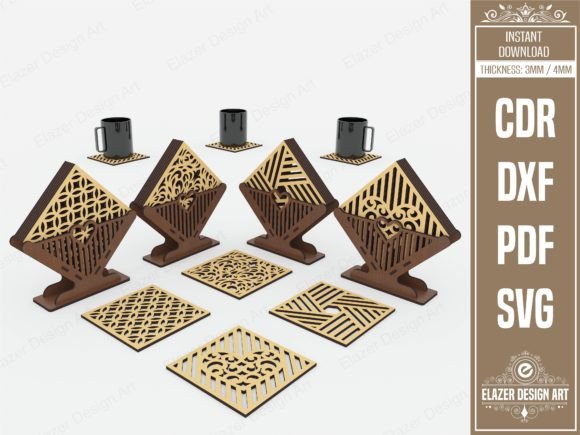 Download 4 Decorative Pattern Boxed Coaster - Coast Collection