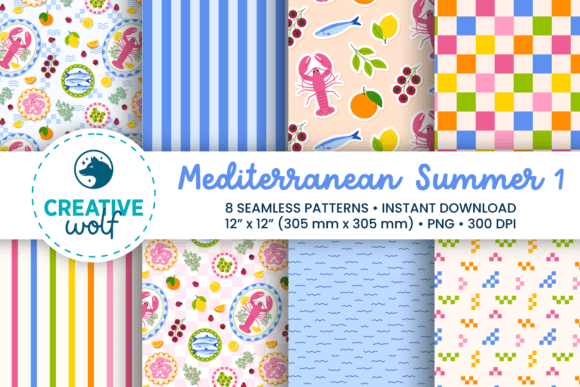 Download Mediterranean Summer Seamless Patterns 1 - Seamless Collection